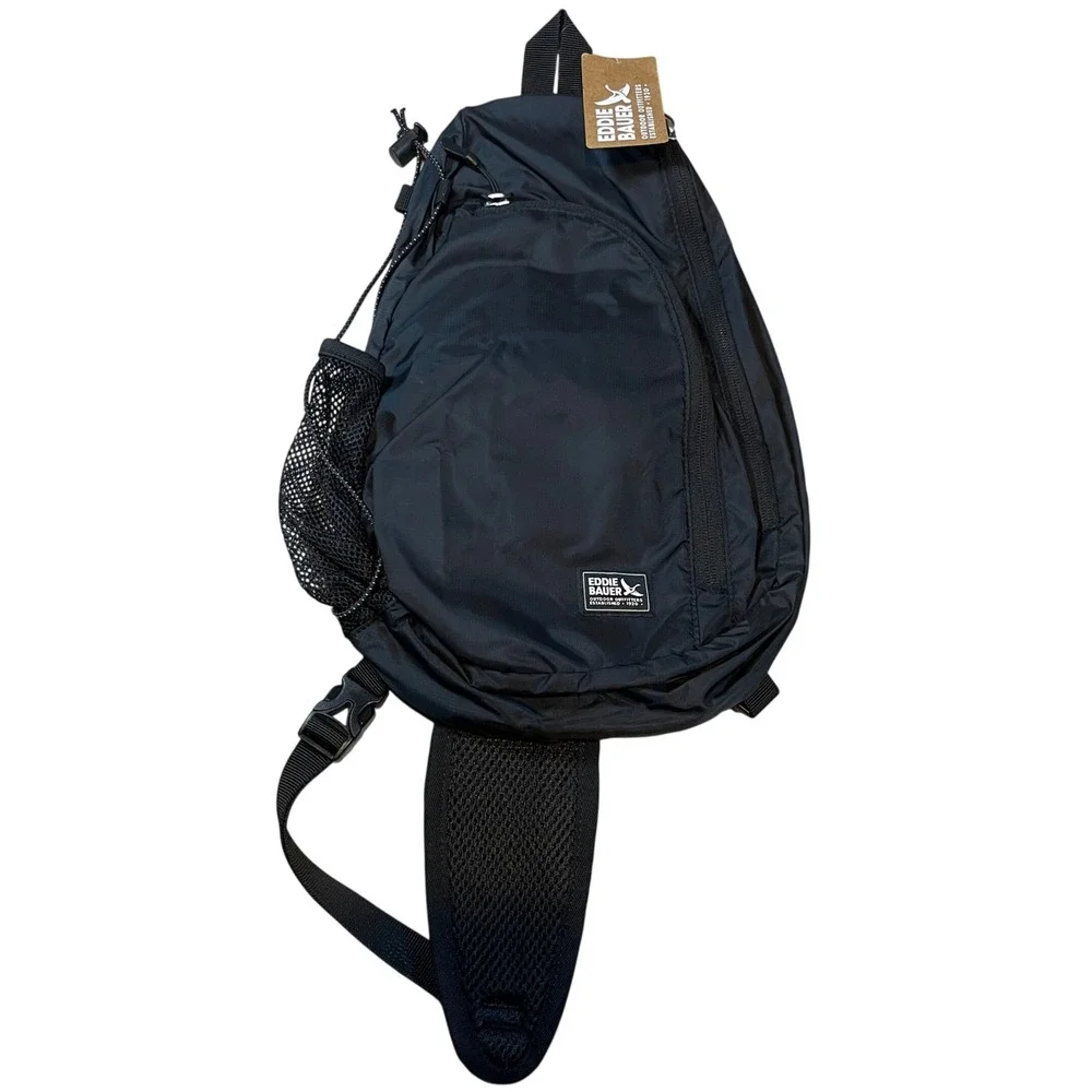 Eddie Bauer Ripstop Sling Pack Black Crossbody Backpack EBB1007 NWT